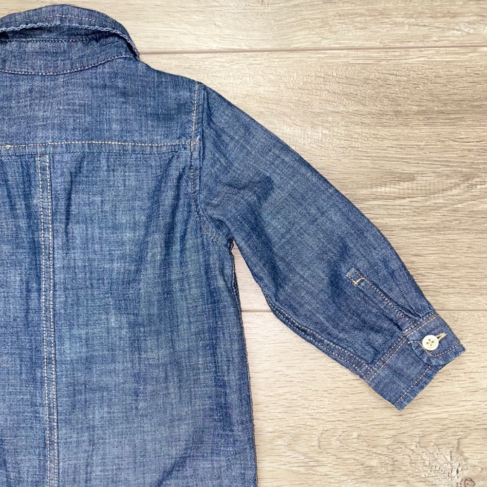GAP Jersey Lined Button Down Denim Romper 18-24 Months GAP Denim Romper 18-24M - Picture 11 of 16